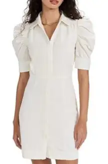 Frame Gillian Puff Sleeve Cotton Mini Dress in Cream/Ecru Size Medium EUC