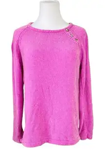 Lilly Pulitzer Pippin Sweater Cockatoo Pink MEDIUM Chenille Knit Designer Bright
