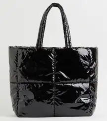 H&M Black Puffer QUILTED SHOPPer Tote