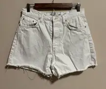 & Other Stories White Denim Button Fly Shorts- Size 8