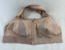 SHEFIT Adjustable Ultimate Sports Bra Beige Zip Front Impact‎ Size XL READ
