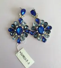 Blue Multicolor Diamond shape drop dangle Earrings