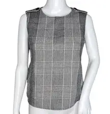 Zara Basic Top Womens XS Black White Houndstooth Plaid Casual Workwear Versatile