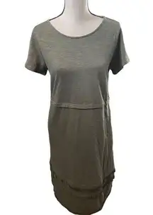 J.Jill  olive green size small petite fringe detail short sleeve dress.