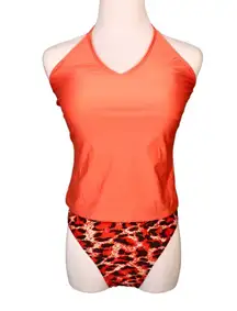 Bobbie  Cheetah Print Solid Takini Removable Pads 2pc Swimsuit sz MEDIUM