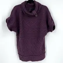 Nine West Chunky Knit Sweater large Purple 100% cotton  cable knit