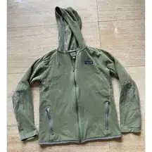 Patagonia Women's Fleece Full-Zip Hooded Jacket Olive Green Outdoor Casual Small