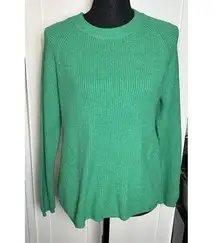 Tahari Womens Green Crew Neck Long Sleeve Sweater Knit Size XL RUNS SMALL Medium