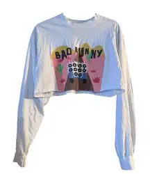 Bad Bunny Coachella 2023 Cropped Long Sleeve T Shirt White Medium LTD edition