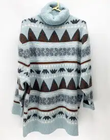 The Hyfve Turtleneck Aztec Sweater oversized longline cozy boot barn sz S