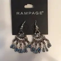 New Rampage Fan shaped earrings Crystals, Smoke,Bl