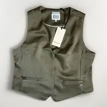 Scotch And Soda Vest Womens Size Large High Neck Martini Olive Green NEW W TAGS