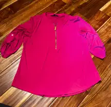 Women’s Ellen Tracy company hot pink blouse. Size large