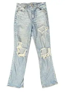 American Eagle Jeans Women 12 X- Long Curvy 90s Straight Leg Ripped Stretch Blue