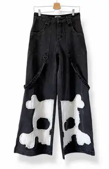 Dolls Kill Trickz N Treatz Ghostly Gauntlet Wide Leg Pants Size XS