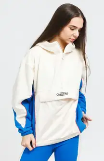 NWT Adidas Originals Trefoil Retro Plush Fleece 1/2 Zip Hoodie Jacket Womens M