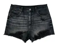 American Eagle Black Distressed Highest Rise 90s Boyfriend Jean Shorts Size 10