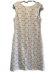 Jessica Howard Lace Sleeveless Midi Shift Dress Cream and White Size 10