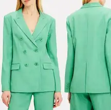 NEW Tibi Blazer Double Breasted Oversized Mint Green Tailored Suit Jacket Size 6