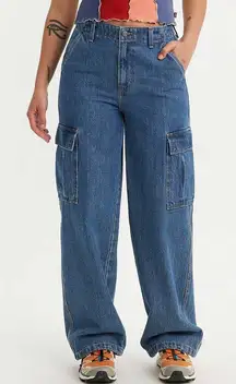 Levi's 94 Baggy Cargo Wide Leg Jeans Dark Wash Blue Y2K Size 33x32 Loose 90s