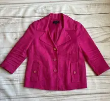 Talbots 100% Linen Pink Button Down Blazer Size 2