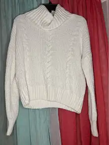 Hippie Rose Cream Cable Knit Turtleneck Sweater