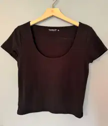 Hip length scoop neck tee