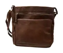 Crossbody Messenger Soft Brown Leather Bag Purse LEDER BUCK