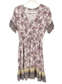 Downeast Womens Boho Summer Tropical Vacation Floral Mixed Print Dress Size S