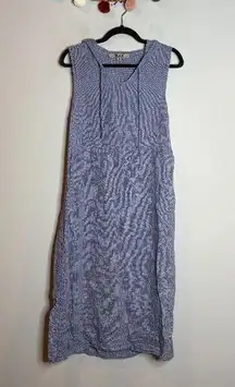 Flax blue linen hooded maxi dress