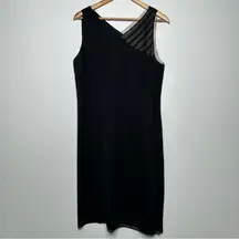 David Warren New York Black 100% Silk Sleeveless Button Down Side Dress Size 14P