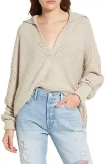 Free People  Sweater Size XS Marlie Pullover Oversized V Neck Boxy Oversized Knit