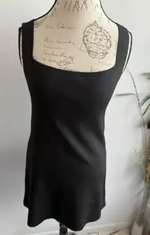 Free People Mini Dress Black Sleeveless Square Neck Back Cut Out Party Cocktail