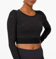 Lululemon Wunder Train Cropped Special Edition Black Logo Long Sleeve Top 6