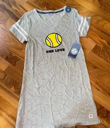 Life is Good Sleep Shirt Gray Tennis Ball One Love VNeck NWT light weight nighty