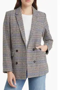 Rails Jac Double Breasted Blazer, Houndstooth Cardinal Pine Size M New w/Tag