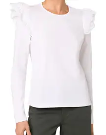 Joe’s Jeans Eyelet Flutter Long Sleeve Top White S