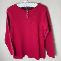 Vintage Hunt Club Waffle Knit Henley Shirt Womens Small Medium Red Thermal Top