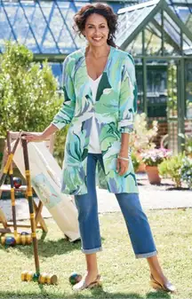 Soft Surroundings Ultimate Denim Straight Leg Crop Jeans Size Small