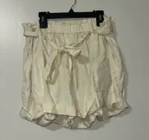 Aerie High Waist Cream Shorts with Tie Front
