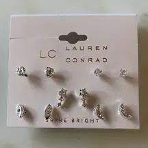 NWT LC Lauren Conrad Silver Tone Celestial Crawler & Stud Earring Set