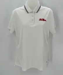 OLE MISS Polo Shirt Nike Dri Fit Womens L White Golf Top Short Sleeve