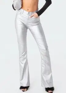 Edikted silver flare stretch jeans