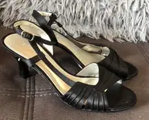 BlackSatinFabric Slingback Sandals 6
