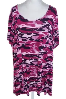 Ashley Stewart Purple and Pink Camo Tee Size 18/20 Colorful Camo Top
