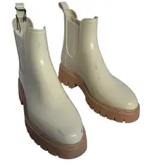 Dolce Vita Womens Cream Waterproof Chelsea Rain Boots Lug Sole Size 8
