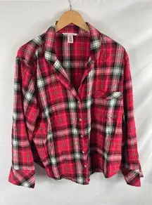 Victorias Secret Plaid button down flannel pajama top XL