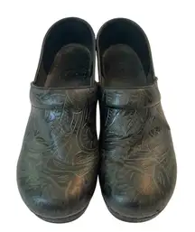 Dansko Leather Clogs Embossed Slip‎ On Comfort Shoes Size 41 Professional Nurse