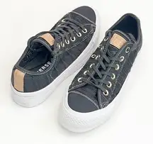 CONVERSE CTAS Lift OX Women’s Black Herringbone Lace Up Platform Sneakers Size 7