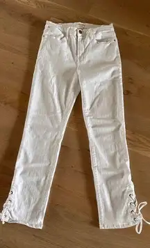 FRAME Le High Straight lace up white denim jeans size 29